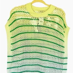 NWT Madewell Cream and Green Knit Top